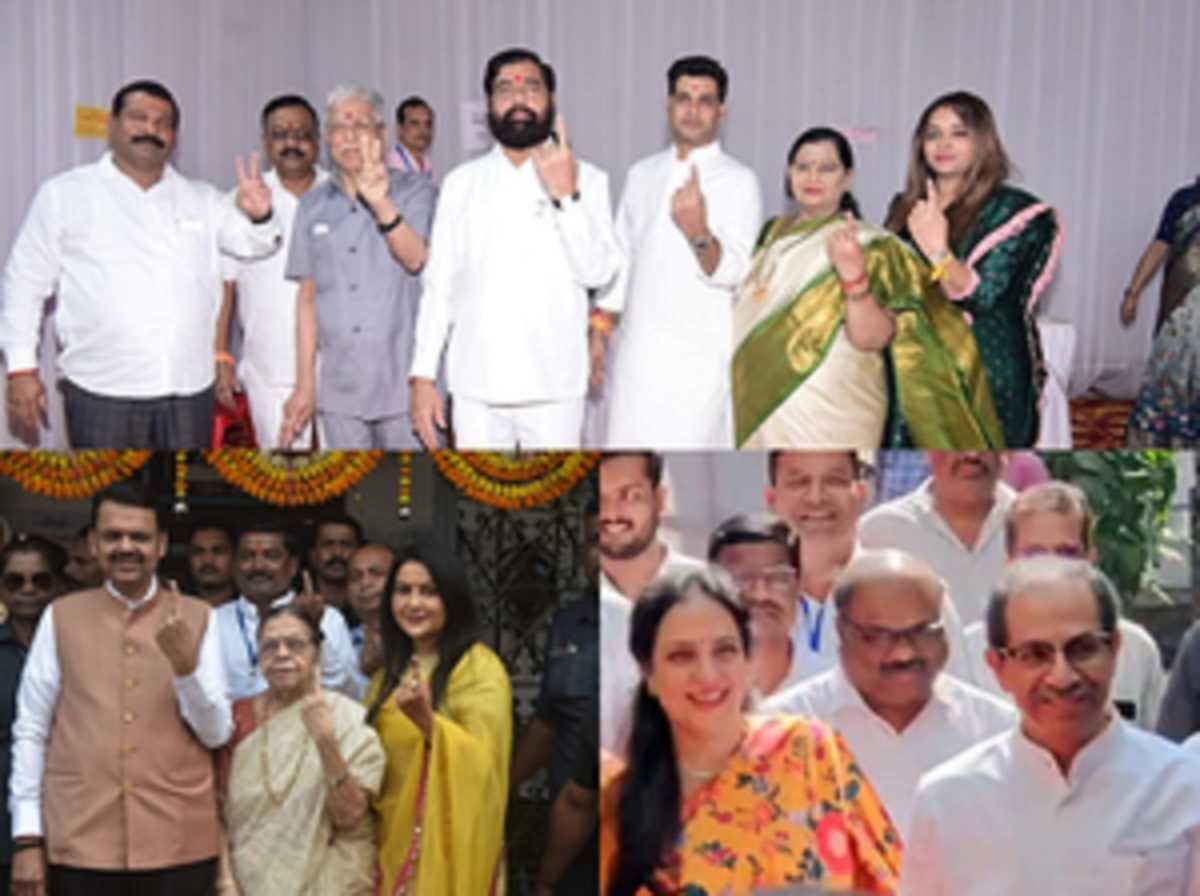 महाराष्ट्र : एकनाथ शिंदे, देवेंद्र फडणवीस और उद्धव ठाकरे ने अपने परिवार के साथ किया मतदान